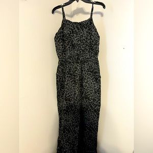 Black and gray cheetah print  pant jumpsuit